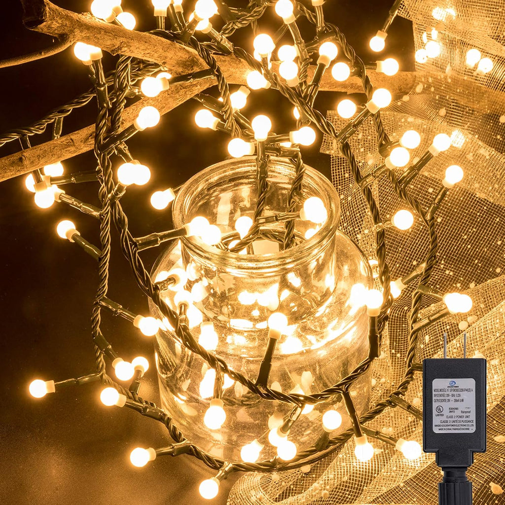 AWQ 500LED 49ft Christmas Cluster Lights Fairy String Light Xmas Tree Decor