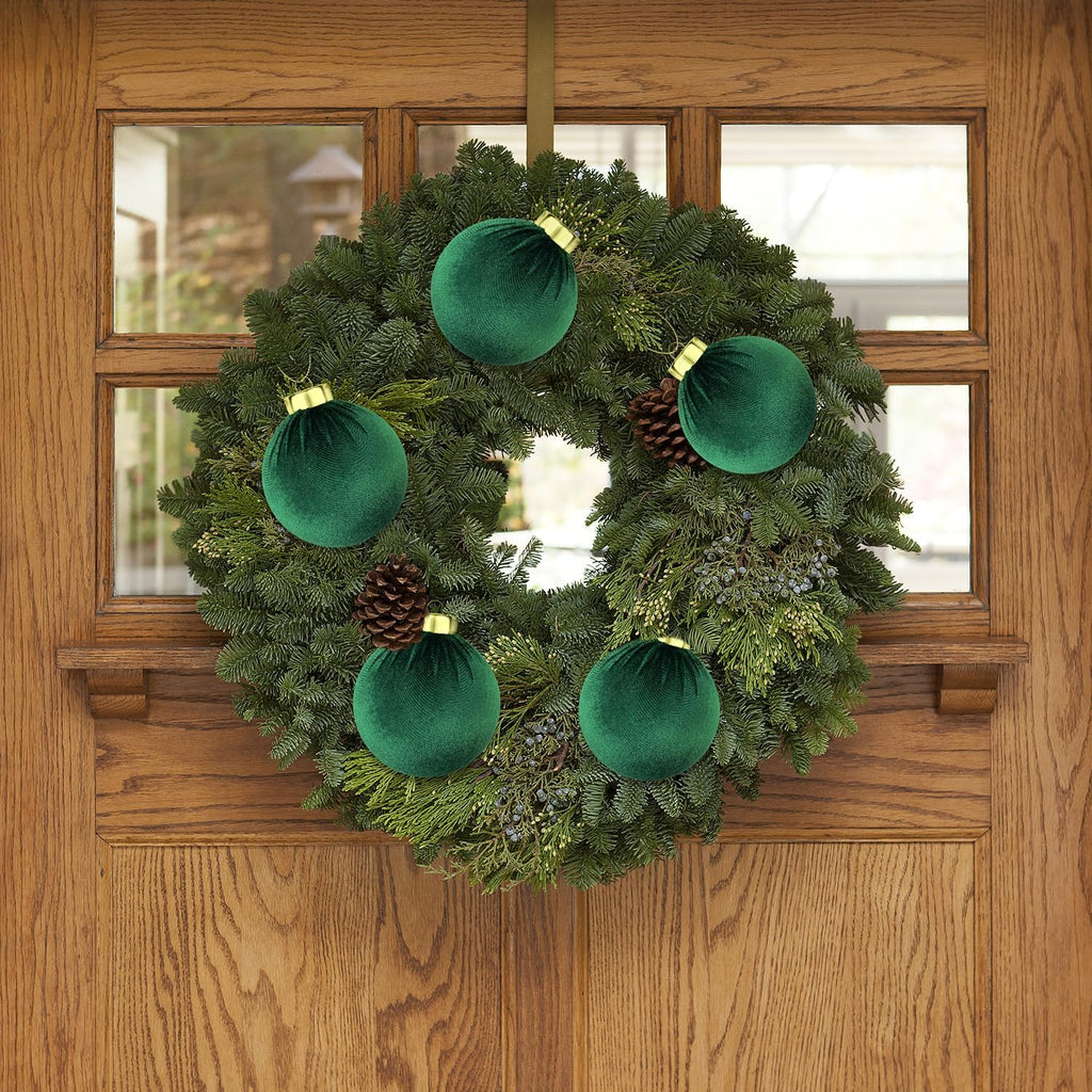 Green Velvet Balls Ornaments for Christmas Tree 15 PCS, 3.15 Inch Big Shatterproof Christmas Bulbs Ornaments Set-Decorative Hanging Baubles, Flocked Classic Decorations for Holiday(Emerald Green)
