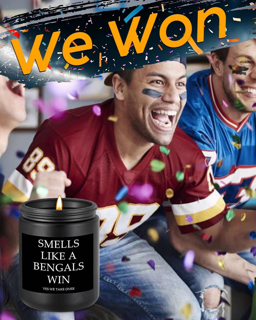 Smells Like Cincinnati Win Scented Candle Football Themed Merch Fan Shop Men Women Sport Stuff Gear Decor Bengals Team Accessories Hustband Father Day Dad Happy Birthday Funny Funny Cool Ideal Gift
