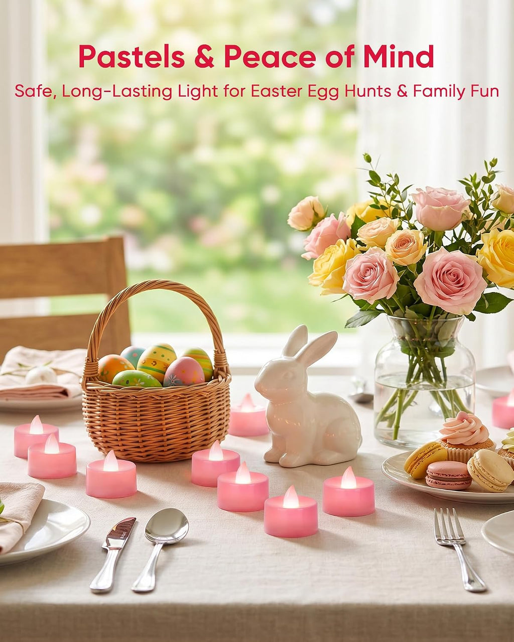 Homemory 50-Pack Pink Flameless Battery Tealight Candles, 200+ Hours