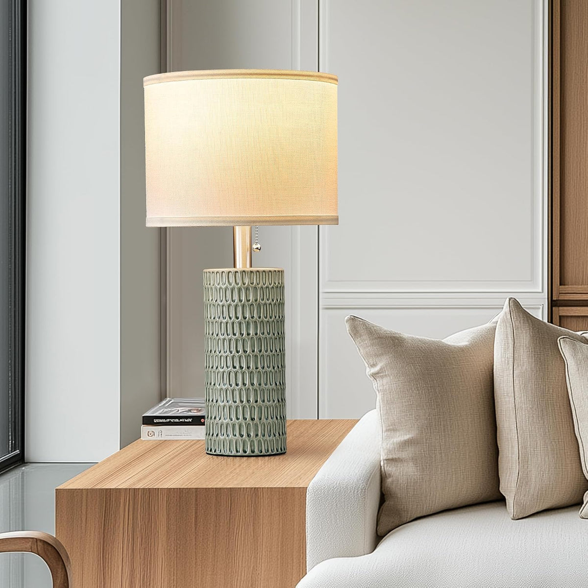 Reaketon Modern Table Lamps Set of 2, Bedside Lamps for Nightstands, Green