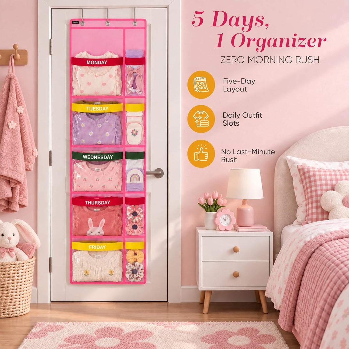 Handy Laundry Weekly Clothes Organizer for Kids, 10 Pocket 5-Shelf Closet