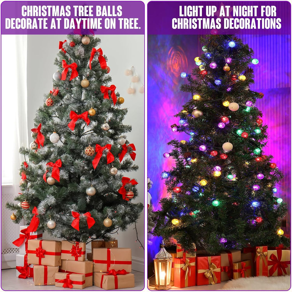 TIGOMOOV LED Globe Christmas Lights,G30 Round Christmas Tree Lights with Tinsel 25 Bulbs, 17FT Multi-Color Globe Tinsel LED Christmas Lights for Patio Deck Backyard Garden Party Outdoor Decorations