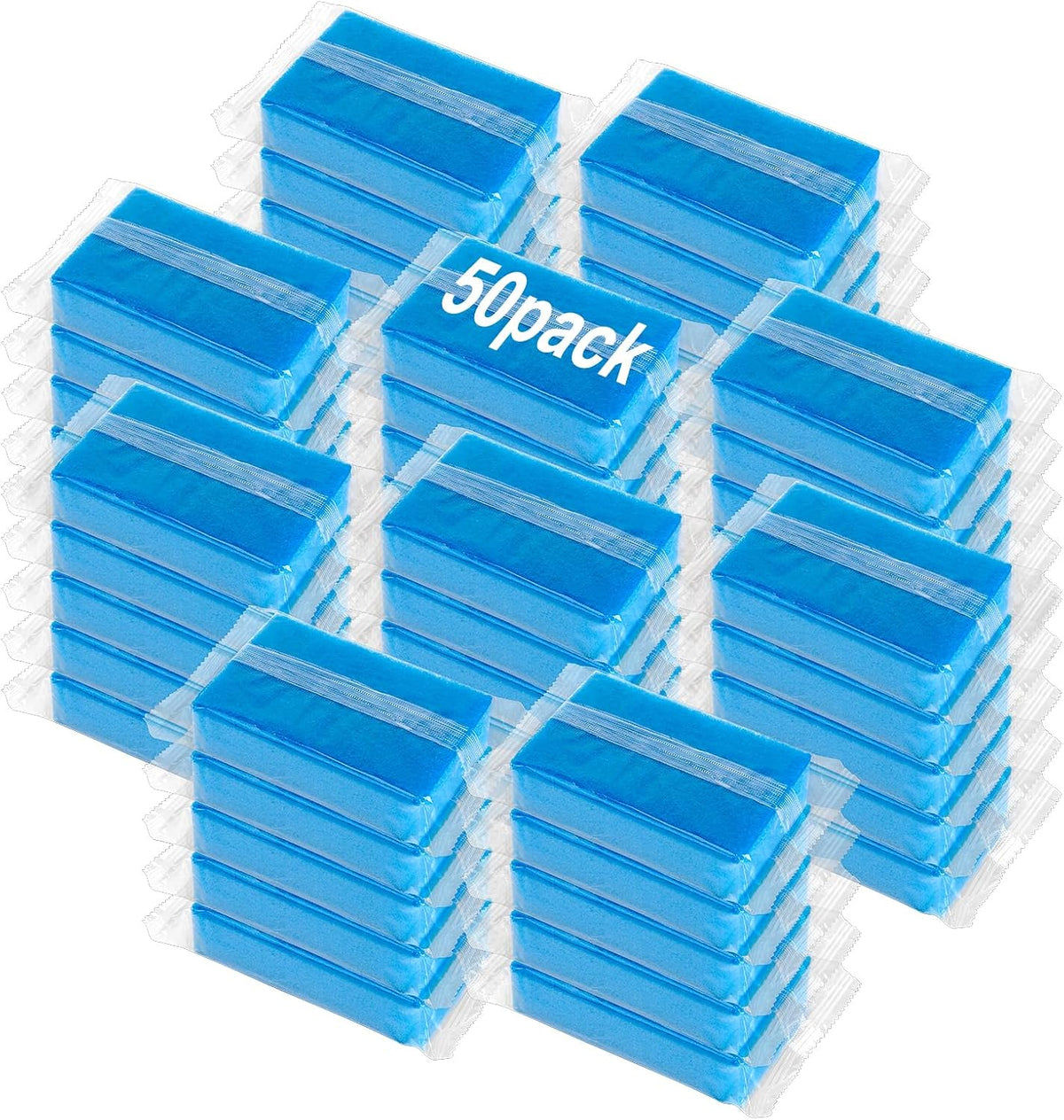 50 Pcs Individually Wrapped Sponges for Airbnb Apartment Blue