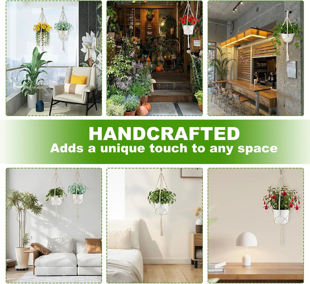 Oligei 2 Pack Macrame Plant Hanger, 34"/41" Hanging Planters for Indoor Plants, Strong Hanging Planter Holder with 2 Hooks (Pots Not Included)