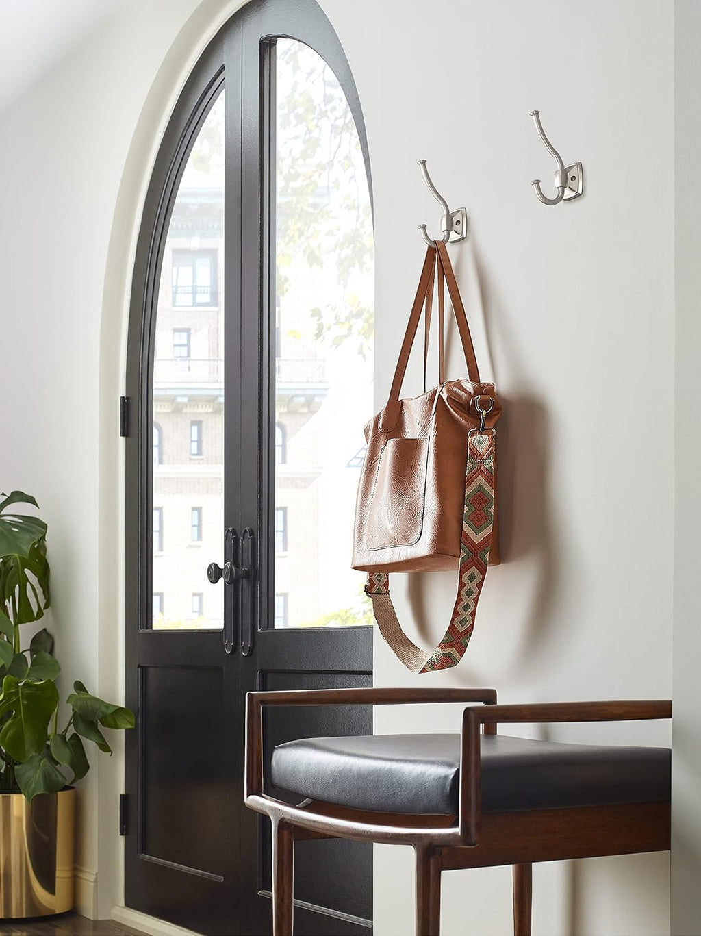 Amerock Kinsale Double Prong Satin Nickel Wall-Mounted Hook