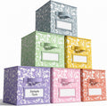 LemonRoad 6 Fabric Cube Storage Bin 11'' Classroom Bin, Macaron, Label