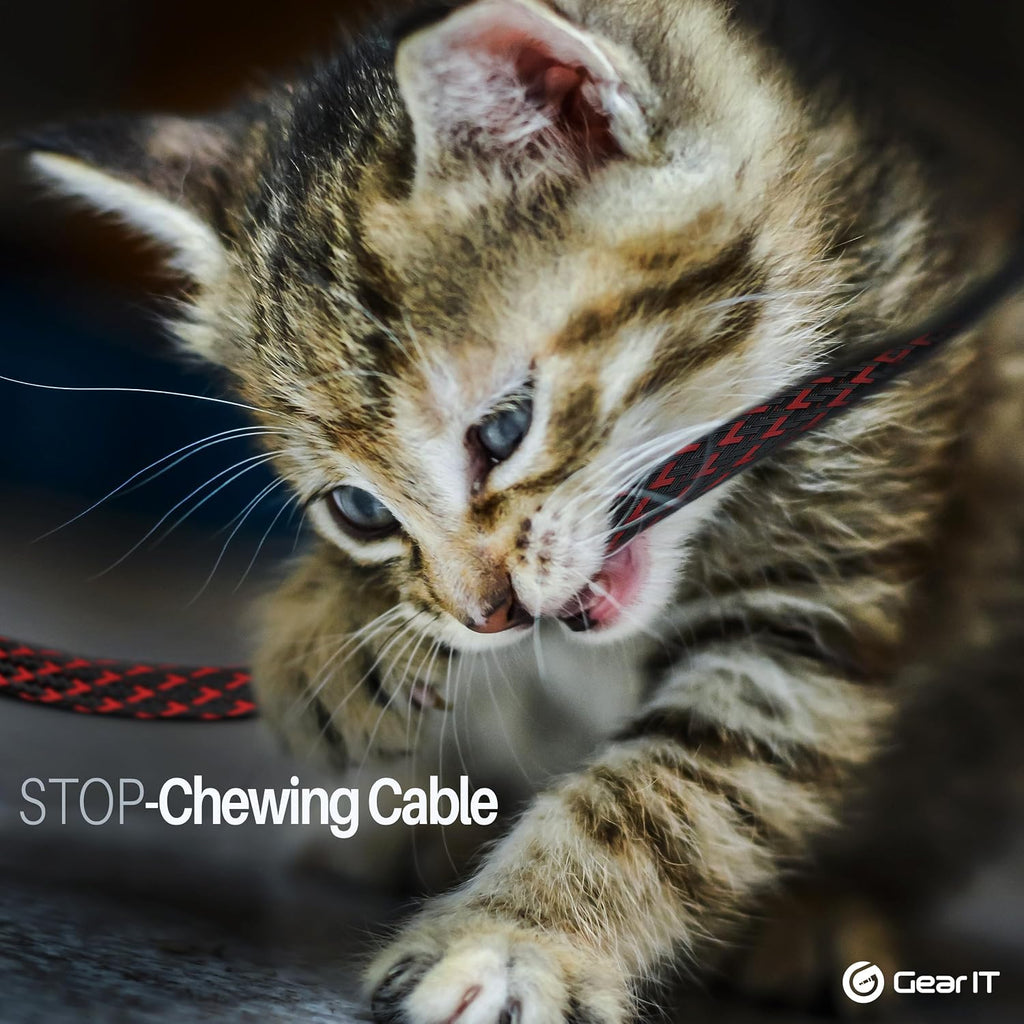 GEARit Split Wire Loom 1/2in 25ft Black/Red Cord Cover Pet Chew Protector