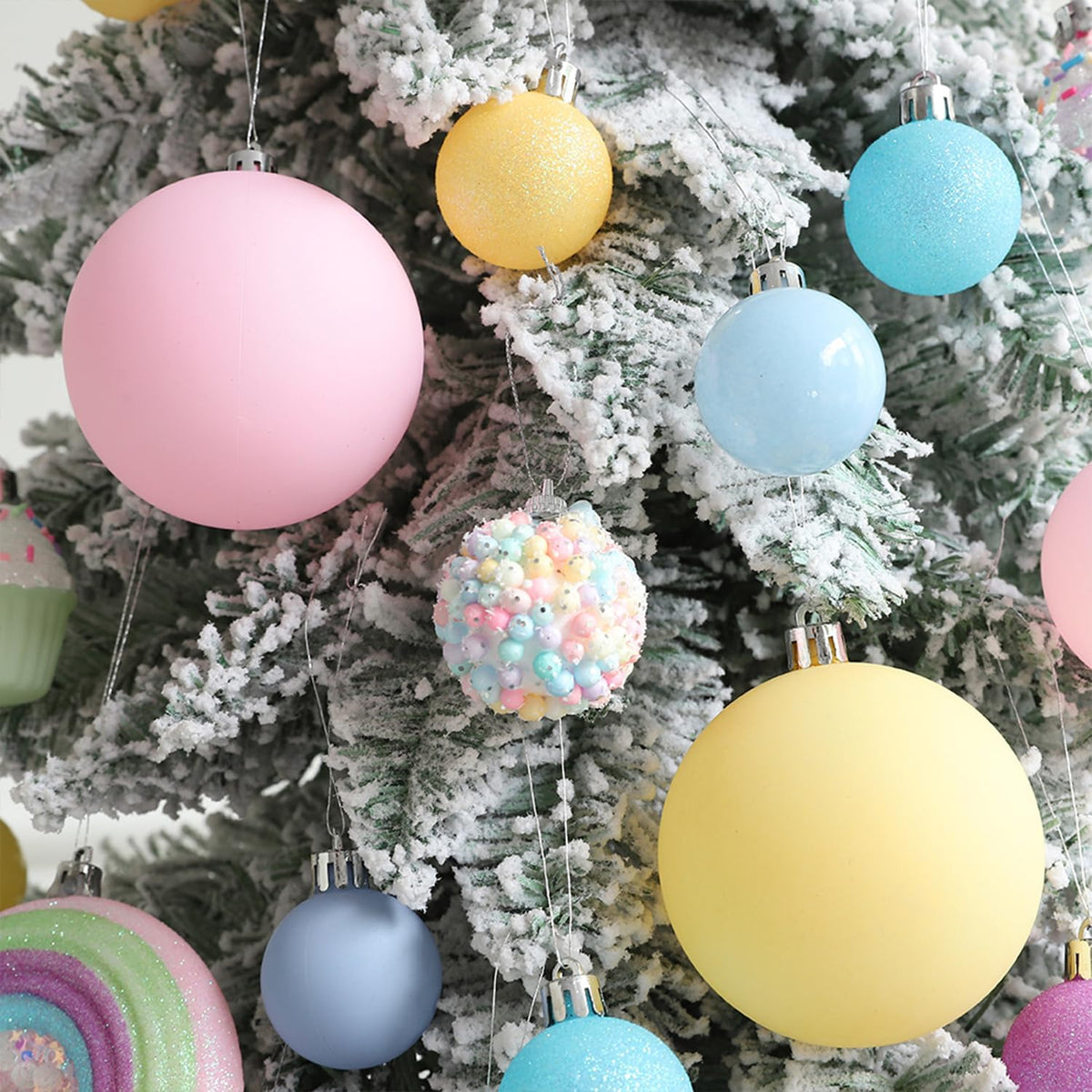 46 Pcs Pastel Color Christmas Ornament Set for Xmas Tree Decor