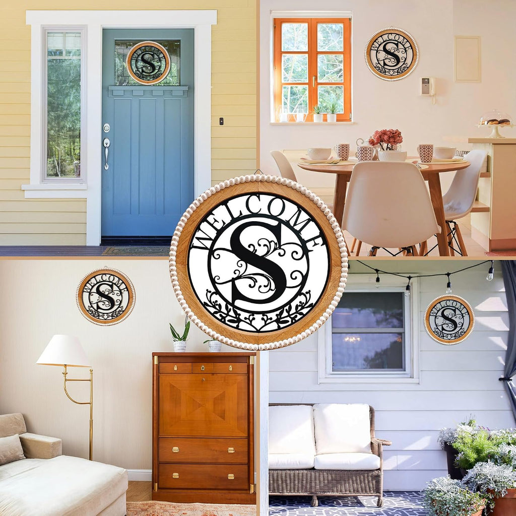 Metal&Wood Letter S Monogram Wall Art Welcome Sign Initial, Home Decor