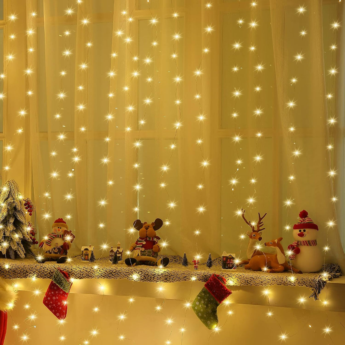 Meonum 2 Pack 195LED Curtain Tapestry Backdrop String Lights