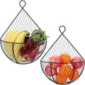 BSTKEY Set of 2 Hanging Black Metal Fruit Vegetable Baskets
