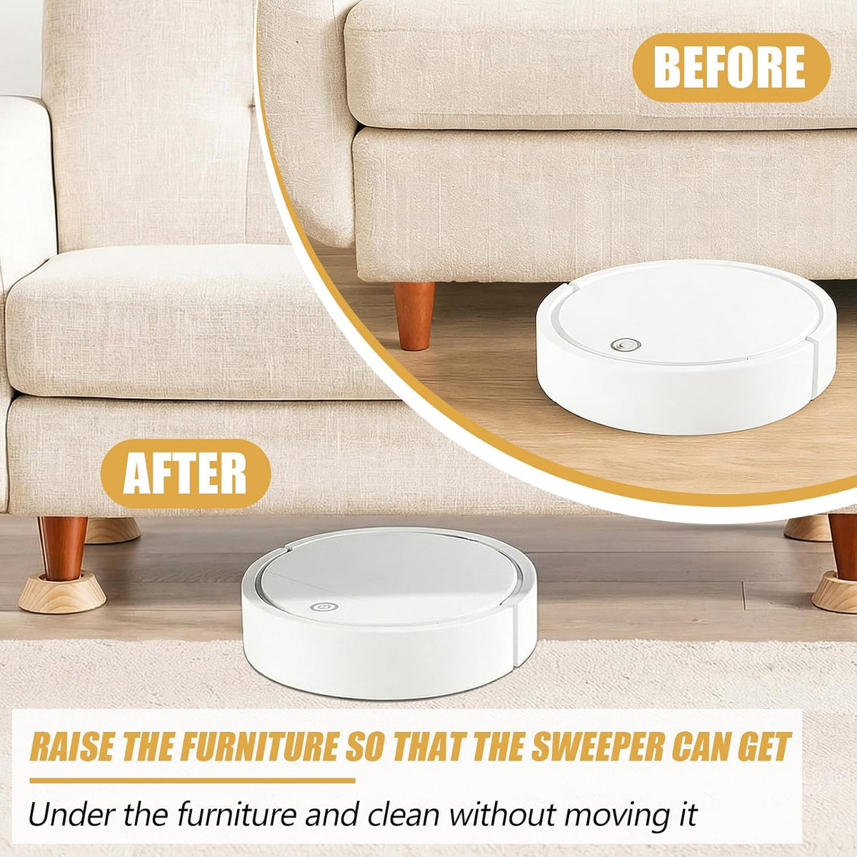 Novabright Set of 8 Solid Wood Furniture Risers Bed Risers Heavy Duty Round Furniture Height Extenders Lifts with Non-Slip Recessed Hole for Bed, Sofa, Chair, Table (1" Hight,Wood Color)
