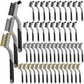 Reallnaive 50 Pcs Mini Wire Brush Set 7 Inch Stainless Steel Brass Nylon Bristles Small Wire Brushes for Rust Removal Paint Scrubbing Deep Cleaning(Brass/Stainless Steel/Nylon,Gray,Black,Brown)