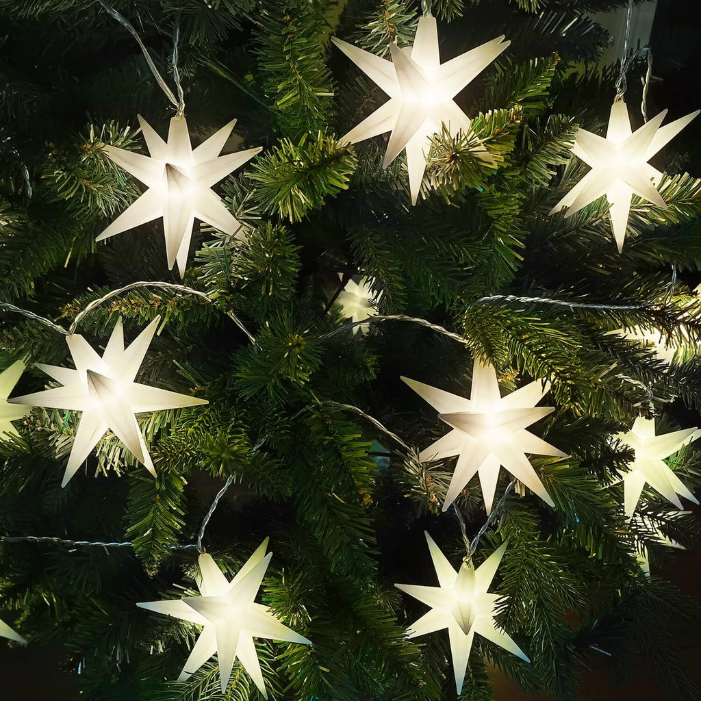 Leejec 4.4" Mini Moravian Star String Light, 10-Light Warm Advent Stars