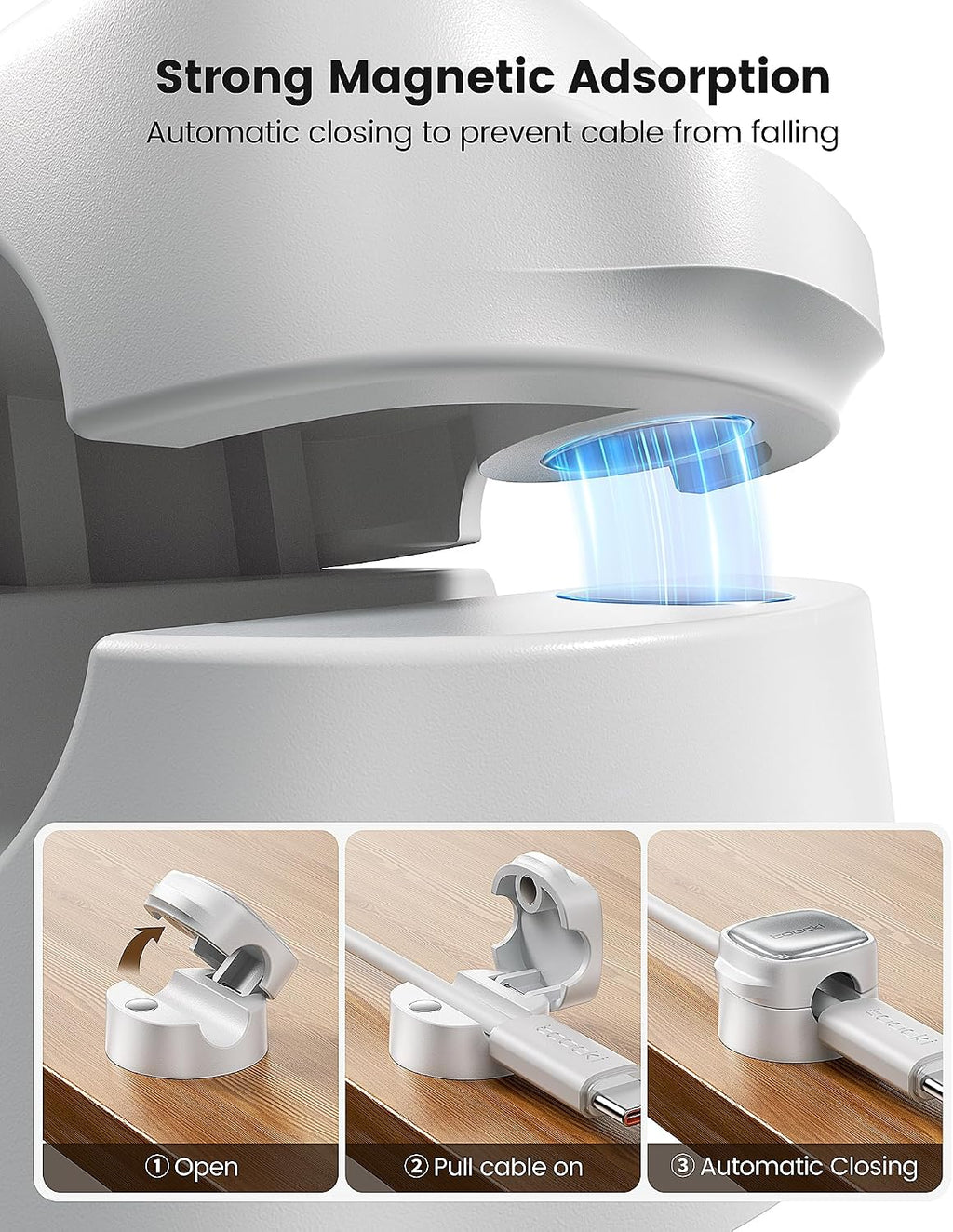 Toocki 6 Pack Magnetic Cable Clips, White