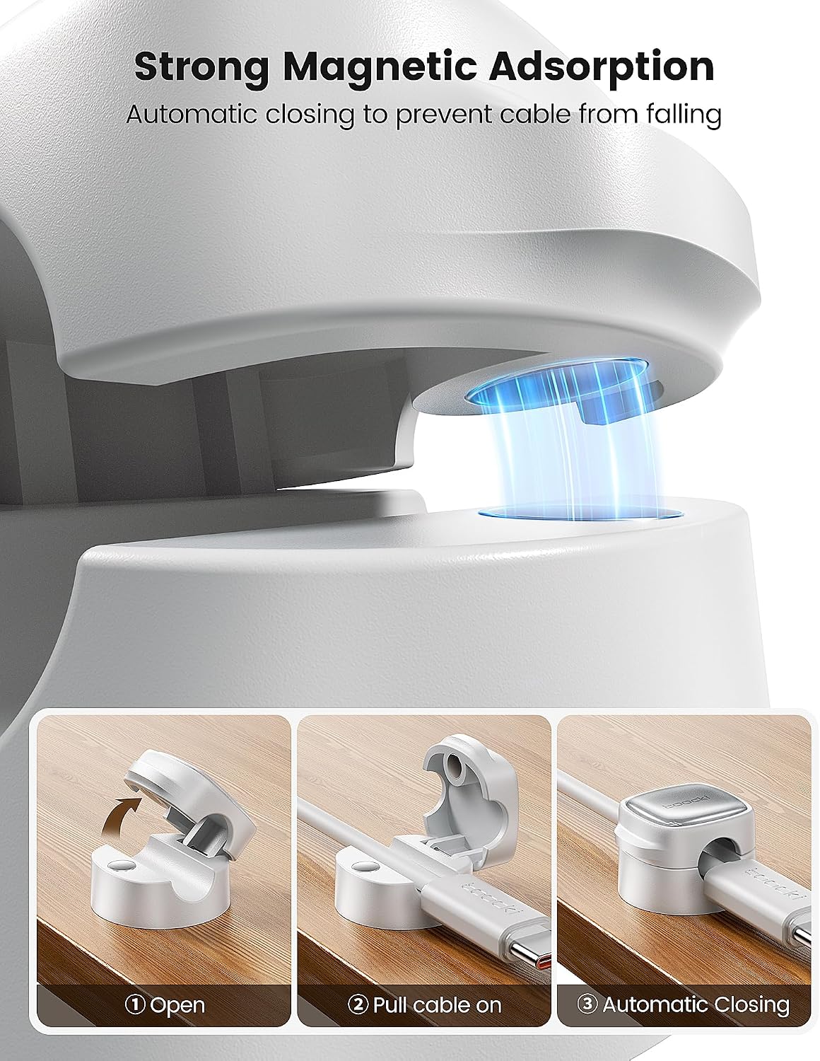 Toocki 6 Pack Magnetic Cable Clips, White