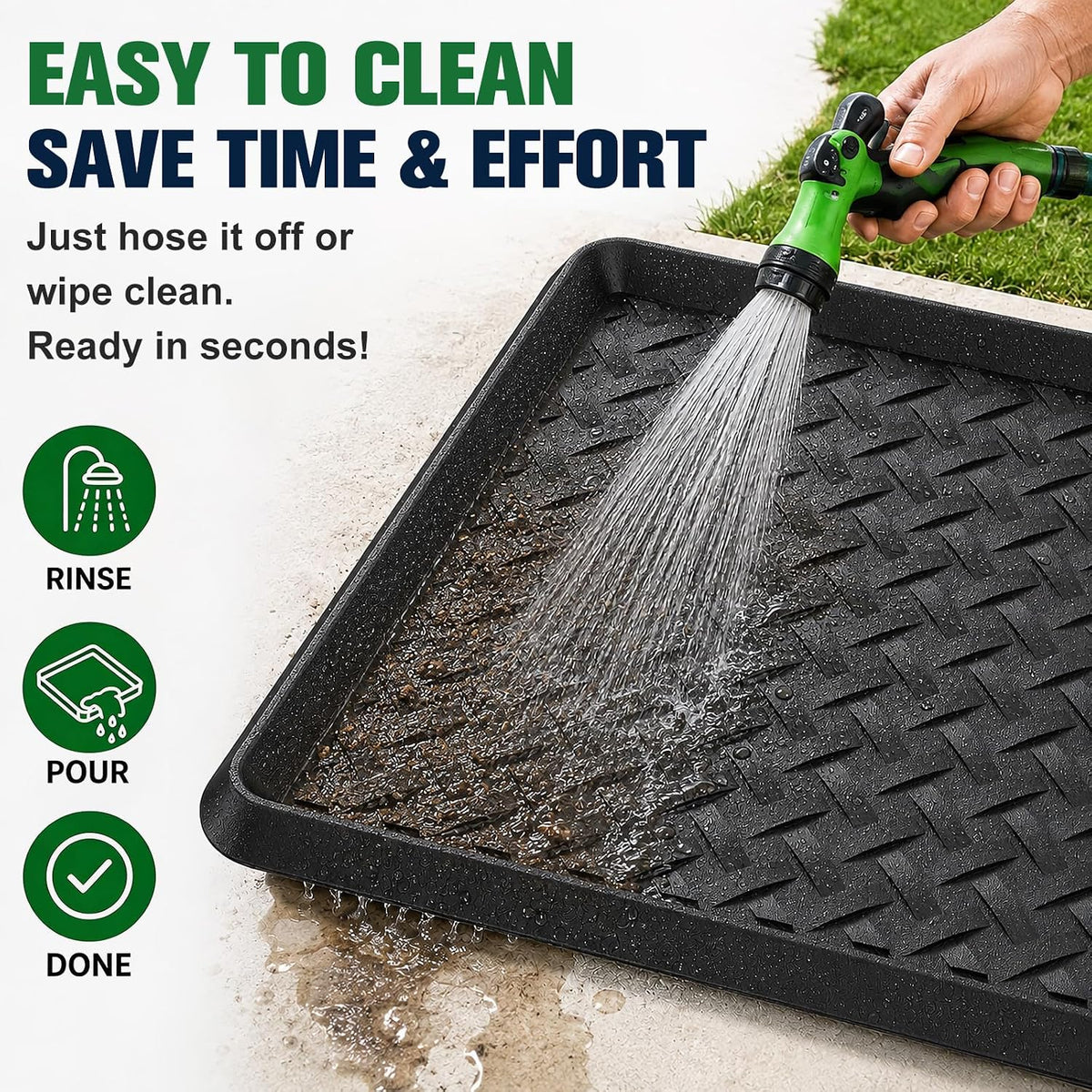 Extra Large Boot Trays - Heavy-Duty Rubber Mat with Raised Edges, Waterproof Shoe Mat Tray for Indoor & Outdoor, Multi-Purpose Catch-All Trays/Floor Protector, 47.25" x 15.75"
