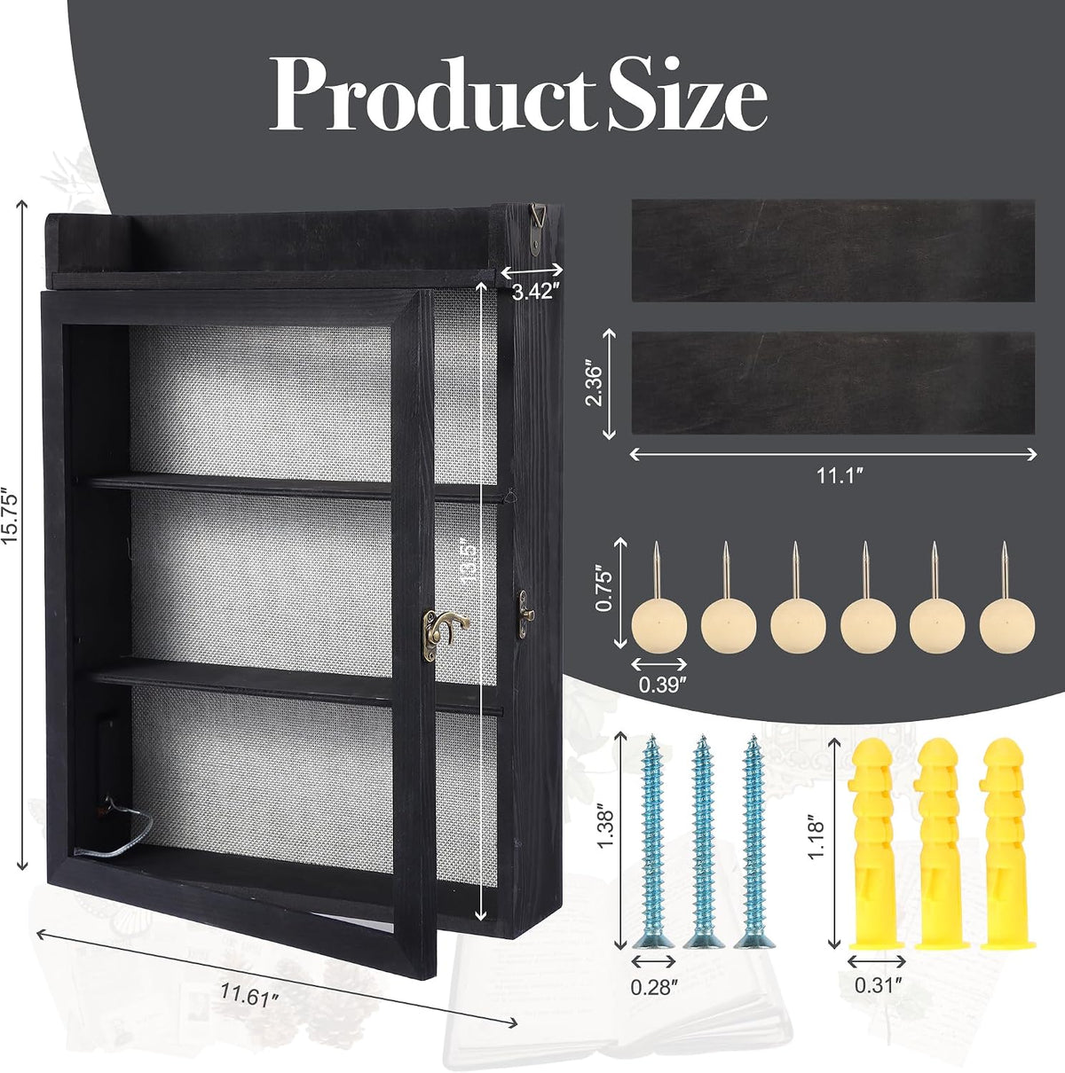 11x16 Shadow Box Frame with Shelves, Memorial Display Case, Black