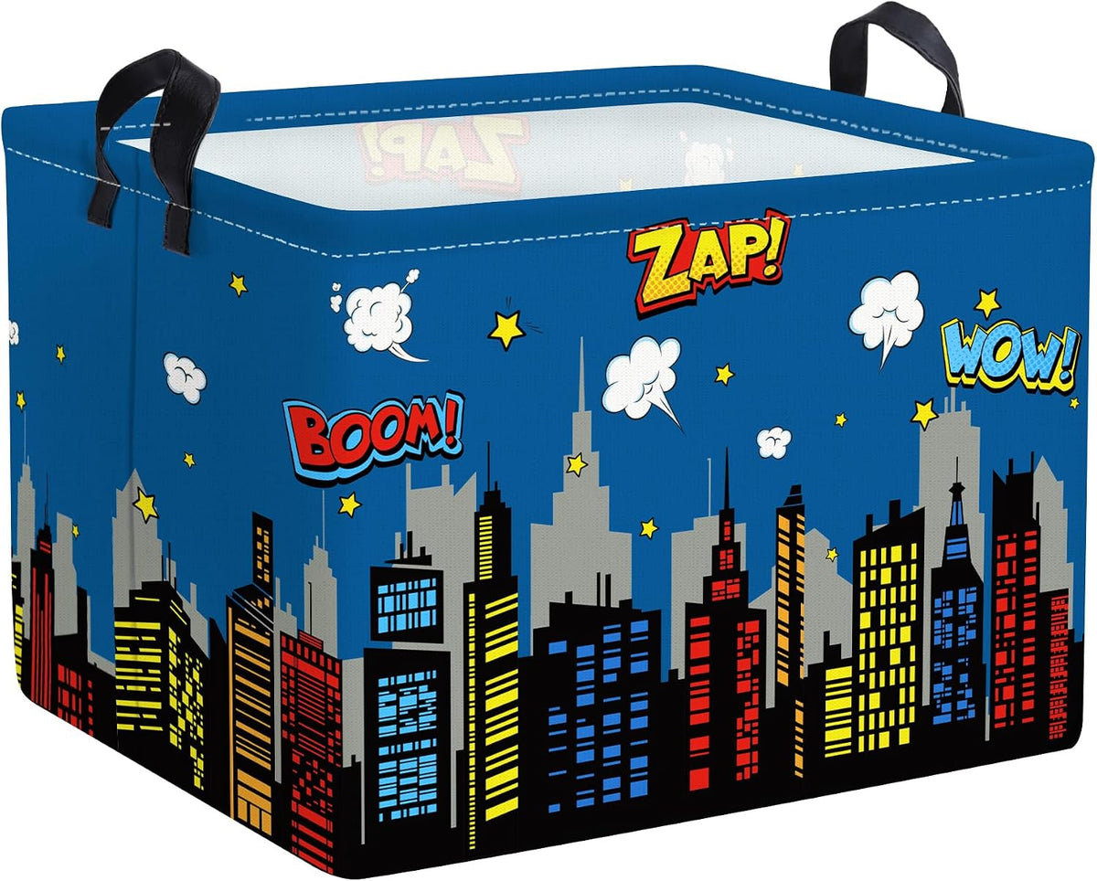 Clastyle Kid Storage Basket City Hero Foldable Clothes Laundry Hamper, 36L