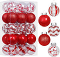 30PCS Red Clear Christmas Ball Ornaments Set for Xmas Tree Decorations