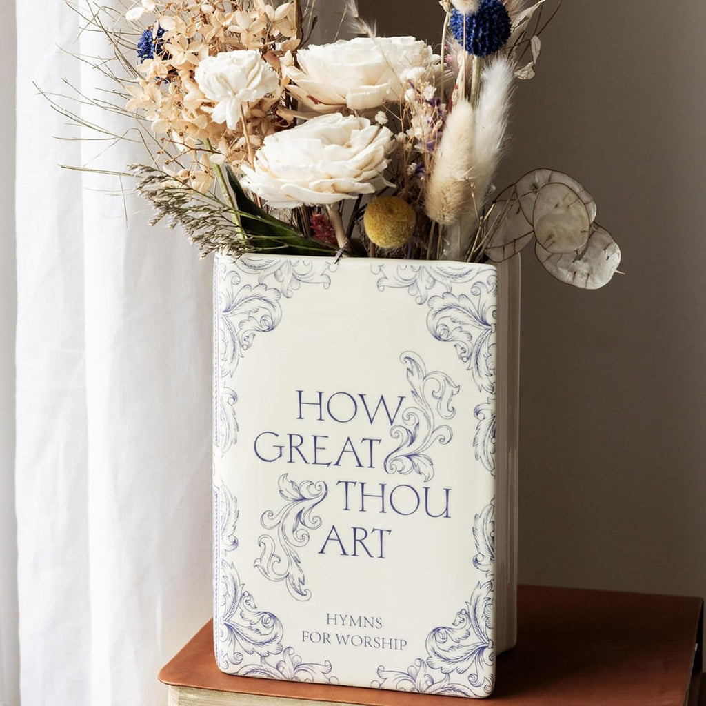 Steel Mill & Co. Ceramic Faith Book-Shaped Vase, Hymnal