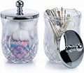2 Pack 10Oz Clear Q-Tip Holder, Round Thick Glass