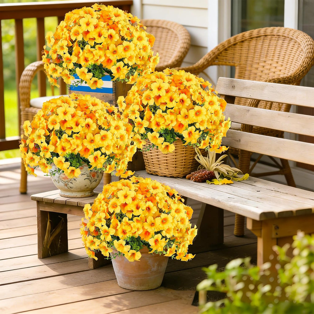 10pcs UV Resistant Faux Petunia Outdoor Flowers,Orange