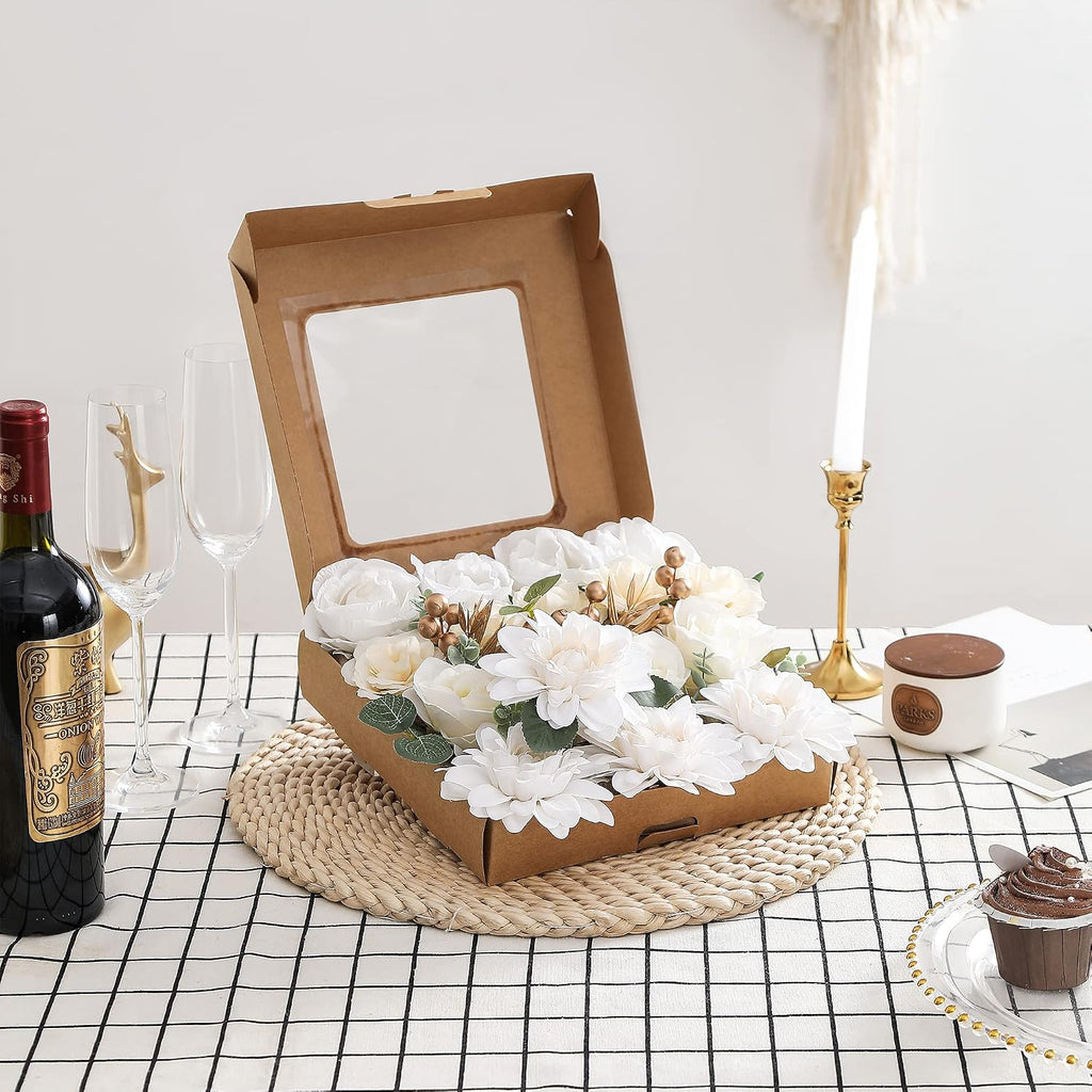 Artificial Flowers Combo, Fake Flowers for DIY Tables Centerpieces Baby Shower Bridal Shower Wedding Bouquet Arrangements Party Candle Holder Cake Decor Flower Home Decorations White