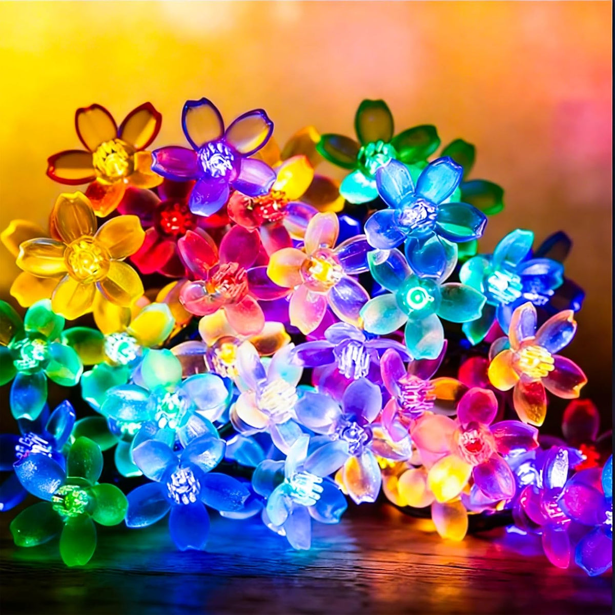 33ft 100 LED Plug in Pastel Christmas Flower String Lights Hanging Decor