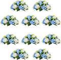 10Pcs Artificial Rose Balls for Centerpieces (Blue & White)