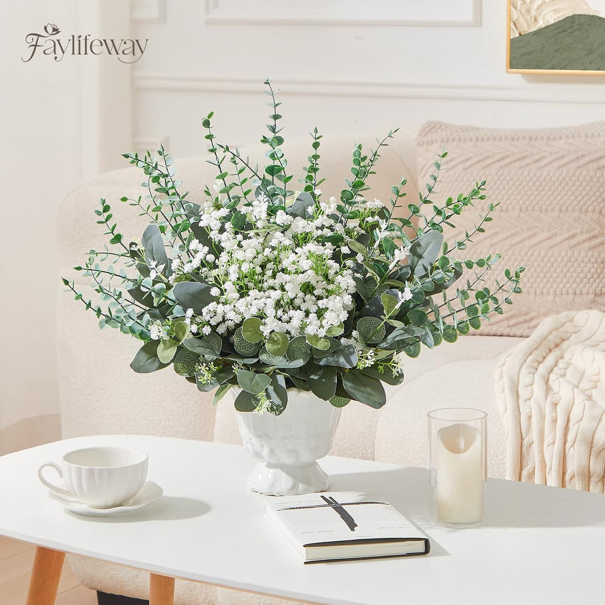 120 Pcs Artificial Eucalyptus & Baby Breath Greenery Stems