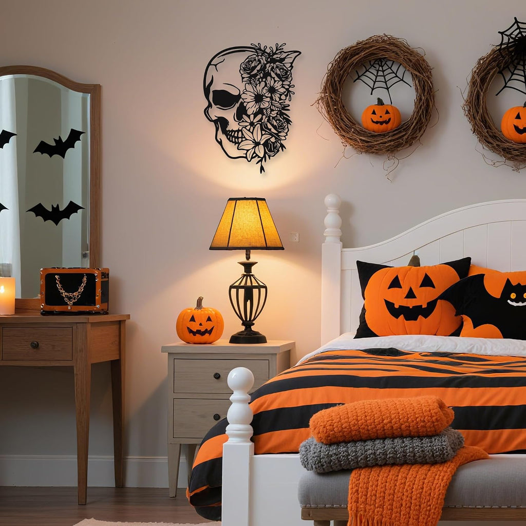 Rajukit Skull Wall Decor with Floral, Gothic