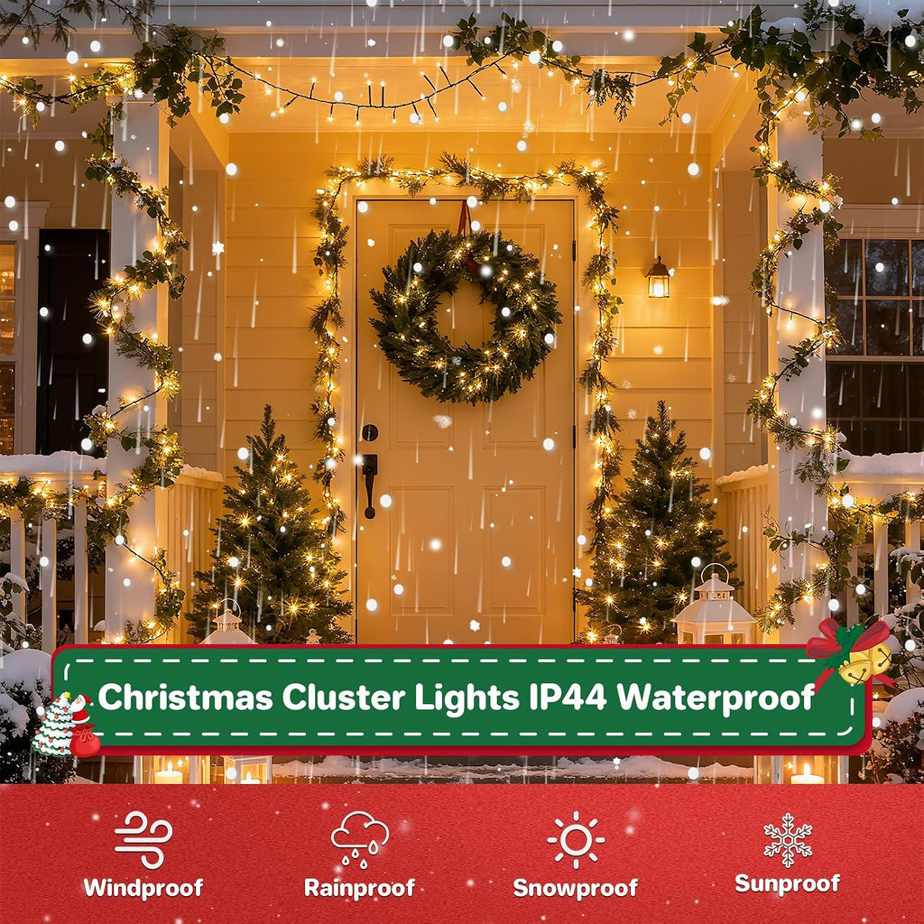 Christmas Lights Plug-in 52FT 800LEDs Cluster String Lights Indoor Outdoor