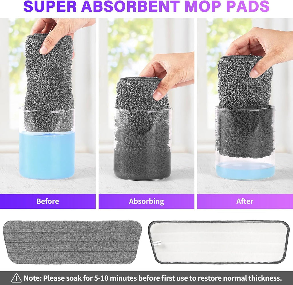16.5" Microfiber Mop Pads Refills, 6 Pack Reusable Replacement Heads