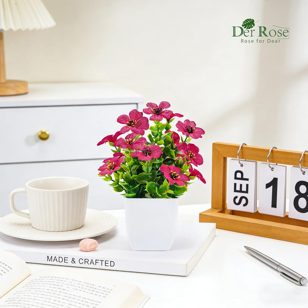 Der Rose 4 Pack Fake Plants with Fragrance Discs Flowers for Spring Decor