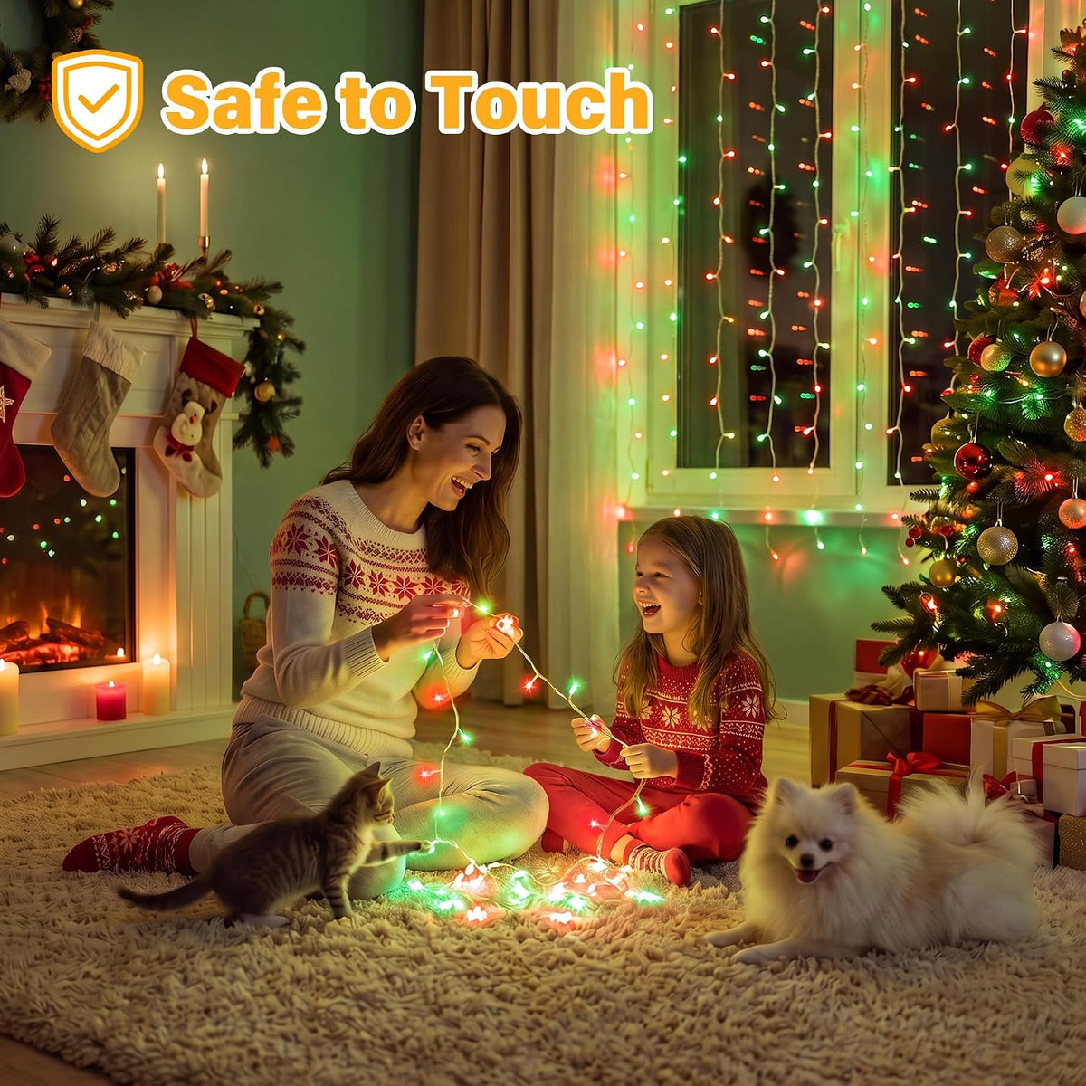 Ollny 100 LED Christmas Lights 33FT, Red & Green Connectable Fairy Lights