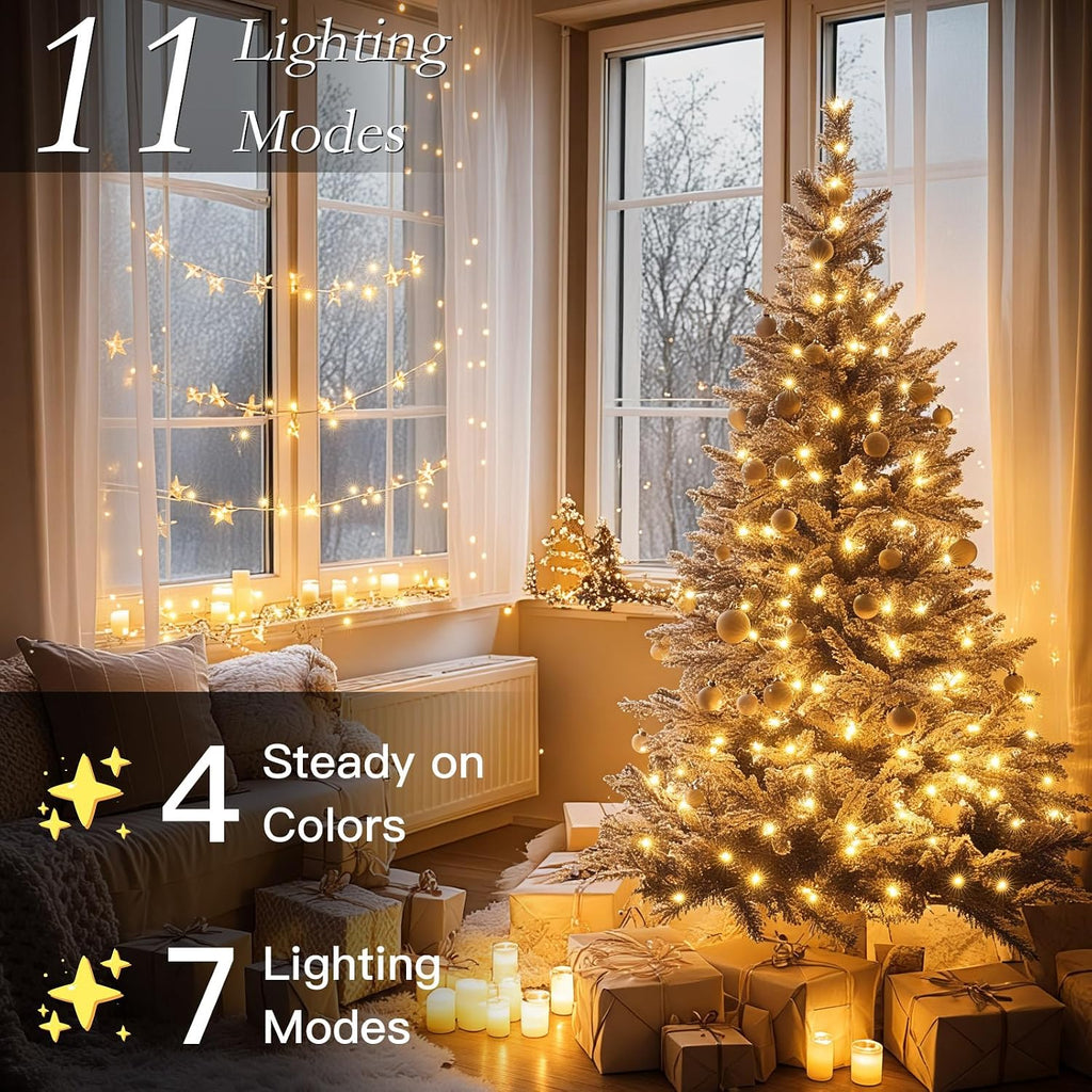 210FT 640 LED Christmas Tree Lights, Bright Warm White to Multicolor Outdoor Christmas String Lights for House, Fairy Lights with 11 Modes, Waterproof & Durable Indoor Outdoor Decor