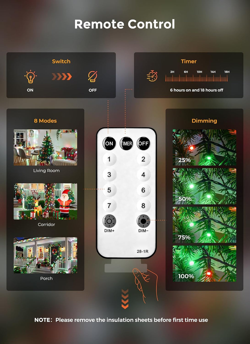 Brightown 330FT 1000LED Christmas String Lights Outdoor Red White and Green