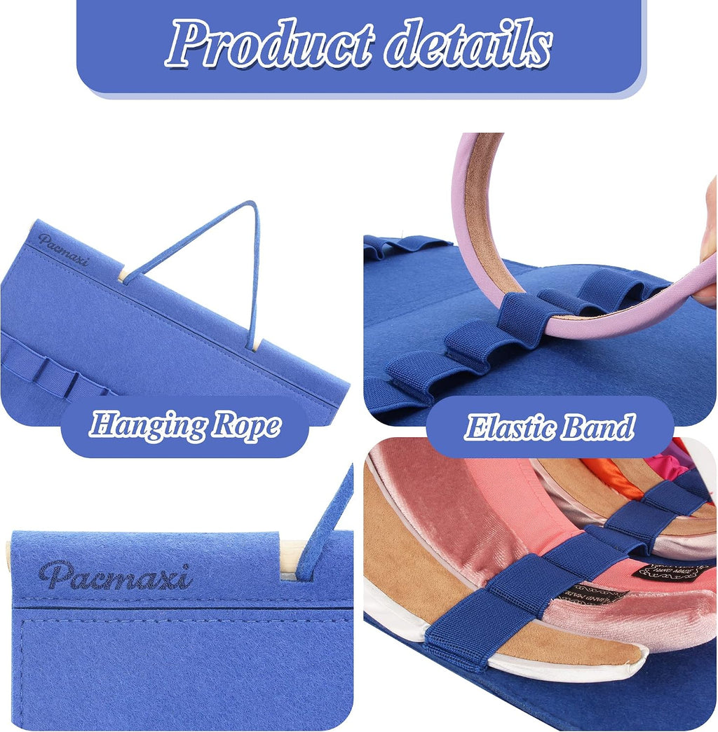 Headband Holder For Girls,Felt Headband Organizer Storage（Blue）