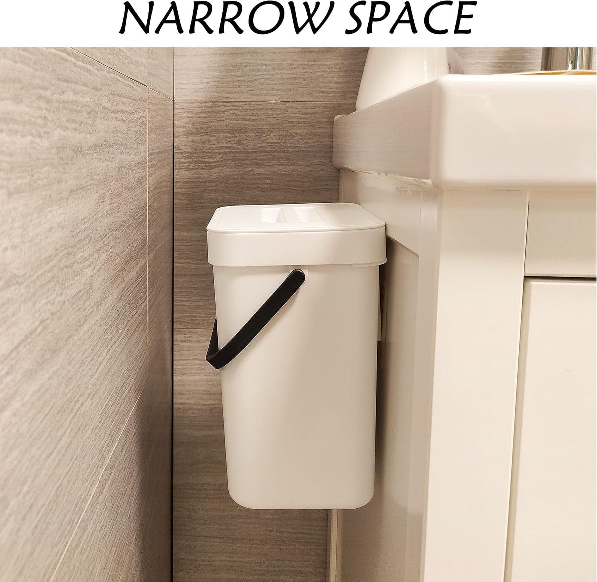 stonespace 1.3 Gal Kitchen Compost Bin, Hanging Trash Can for Cabinet Door