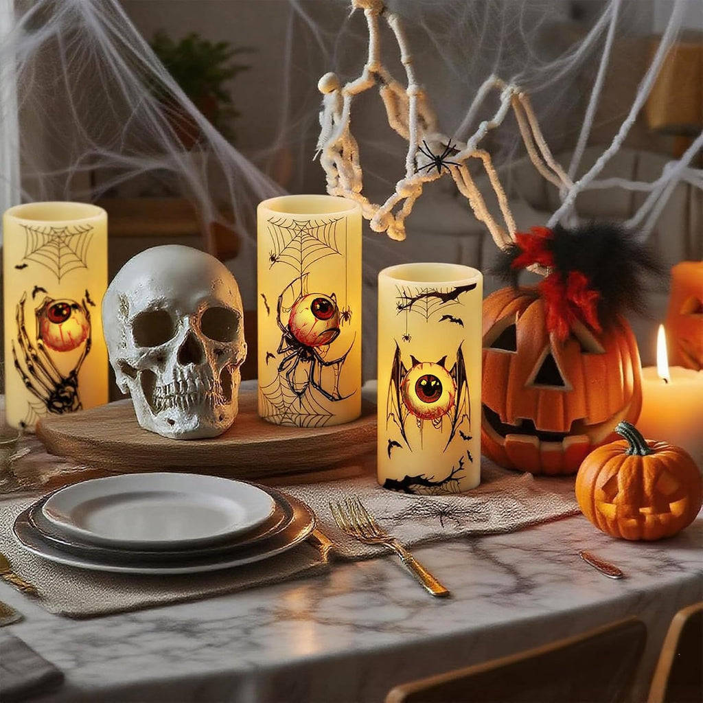 Spooky Halloween Flameless Candles Battery Operated with 6H Timer