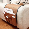 IPENNY No-slip Leather Sofa Couch Remote Control Holder Chair Armrest Caddy Pocket Organizer Storage Bag for Cellphone Tablet Notepad Book Magazines DVD Eyewears Drinker Snacks Holder Pouch