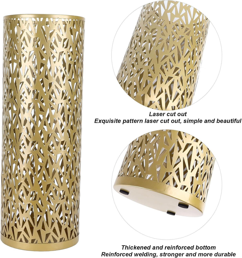 Umbrella Stand Rack for Entryway Metal Hollowed Freestanding Round Umbrella Holder Organizer Bin for Home Hotel Office Decor (Large)