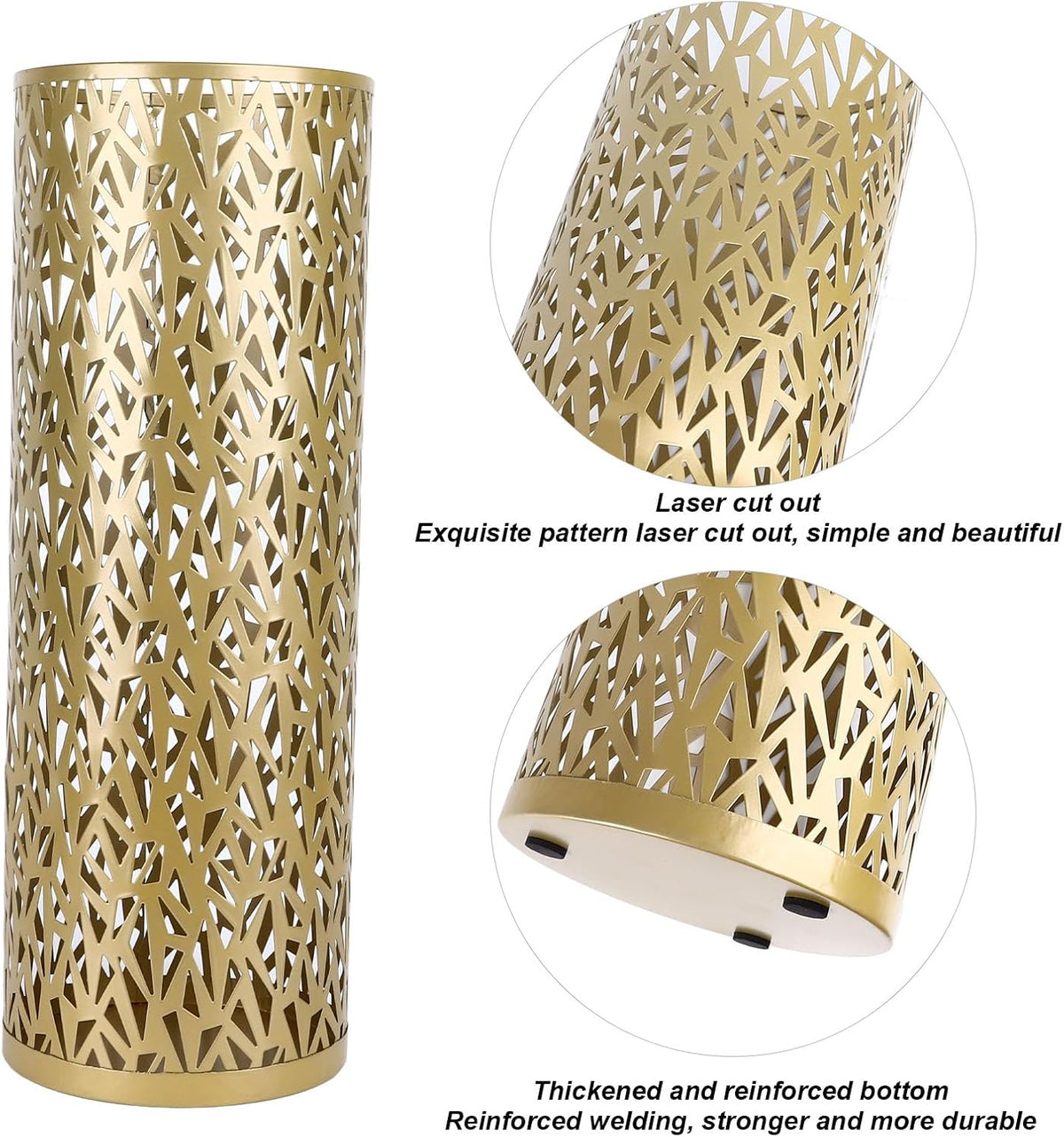 Umbrella Stand, Metal Round Umbrella Stand Rack Hollowed Freestanding Round Umbrella Holder Organizer Bin for Home Hotel Office Decor (Medium)