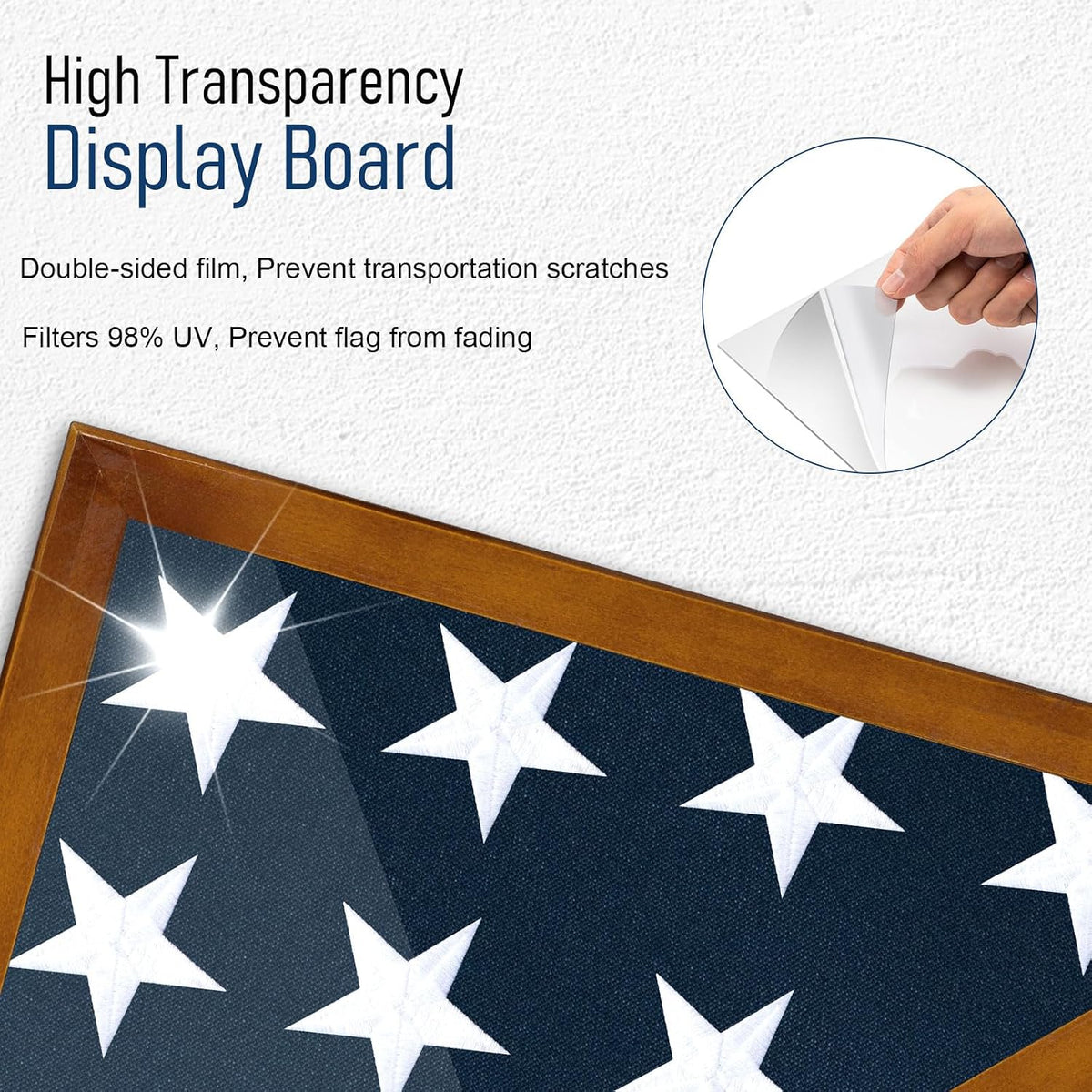 Flag Display Case for 3x5 Burial Flag - Solid Wood - Glass Front
