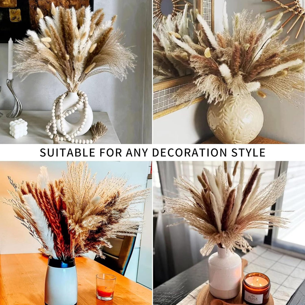 Wertuirk 135Pcs Dried Pampas Grass Boho Home Decor