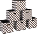 Household Essentials Fabric Storage Bins 6 Piece Set, Checkerboard White and Black