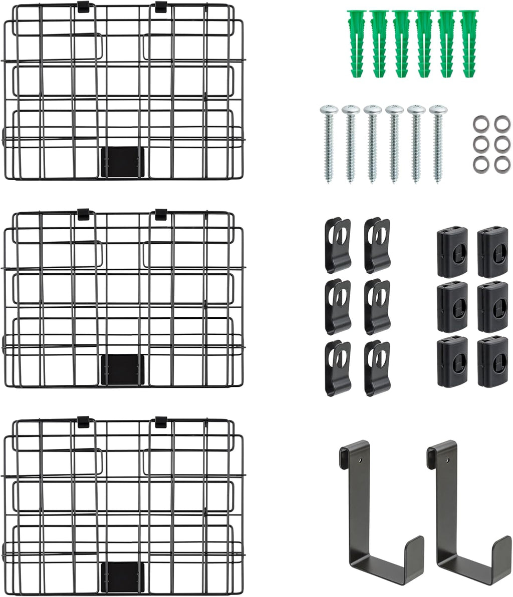 IRIS USA Over The Door Organizer, 3 Pack, Hanging or Wall Mount Wire Basket