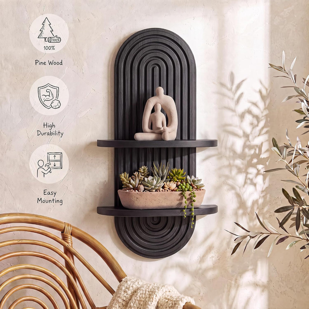 Heiple Boho Arched Floating Shelves, Black, 22"-1 Pcs